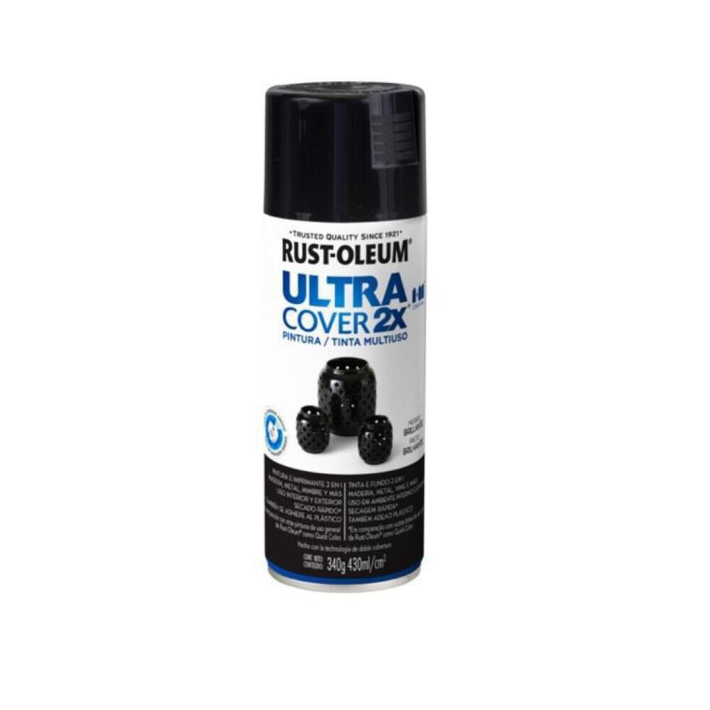 Spray Aerosol Ultra Cover 2x Negro Brillante Rust Oleum image number 0.0